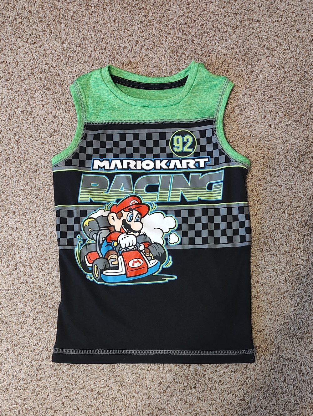 Boys jumping beans Green & Black Mario Kart Racing Tank Top